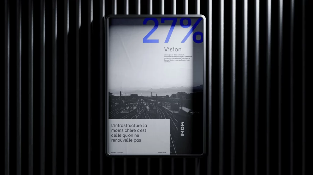 Affiche publicitaire IMDM avec slogan et design moderne