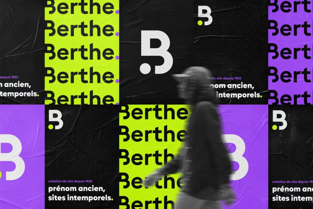Affiches publicitaires colorées de la marque Berthe