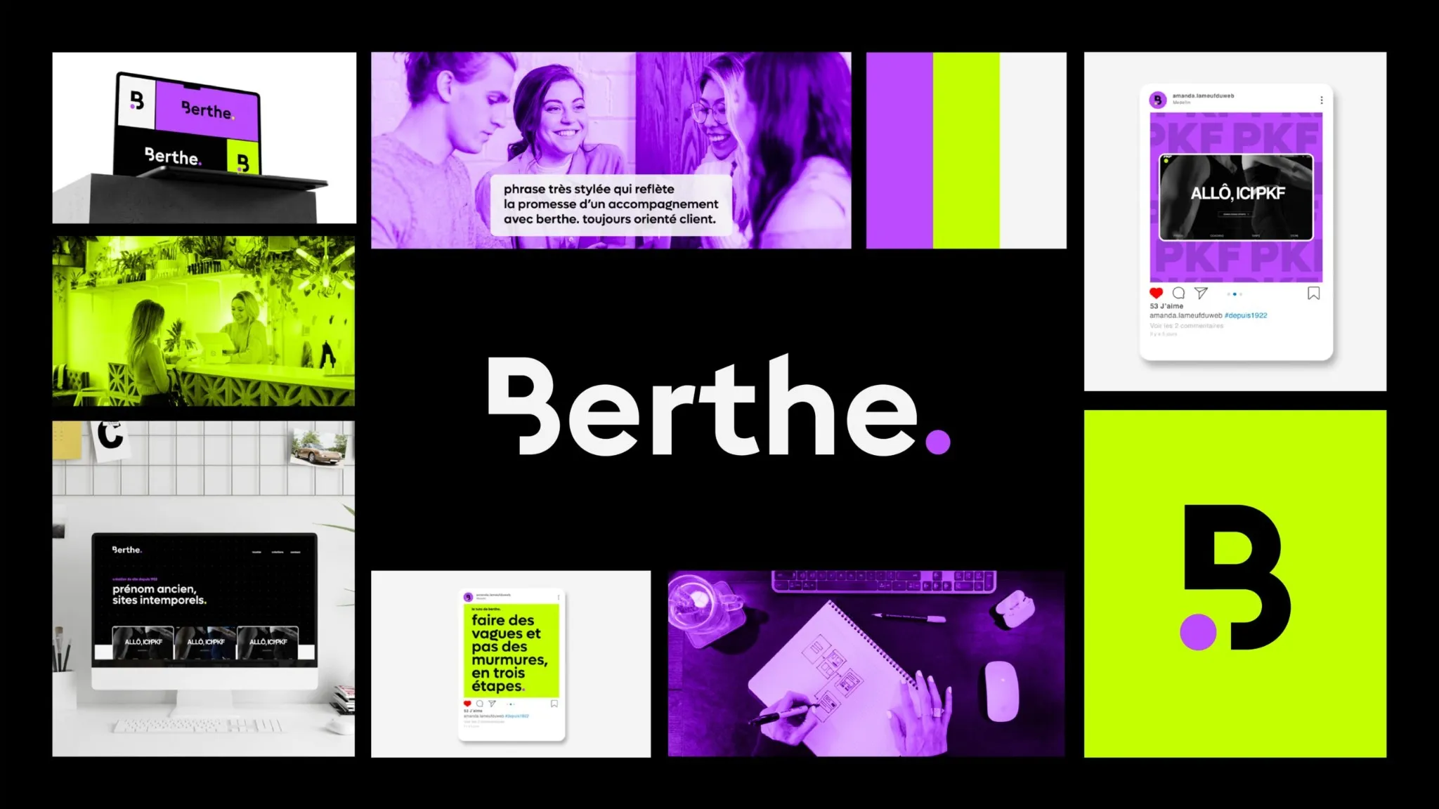 Branding digital Berthe décliné sur plusieurs supports