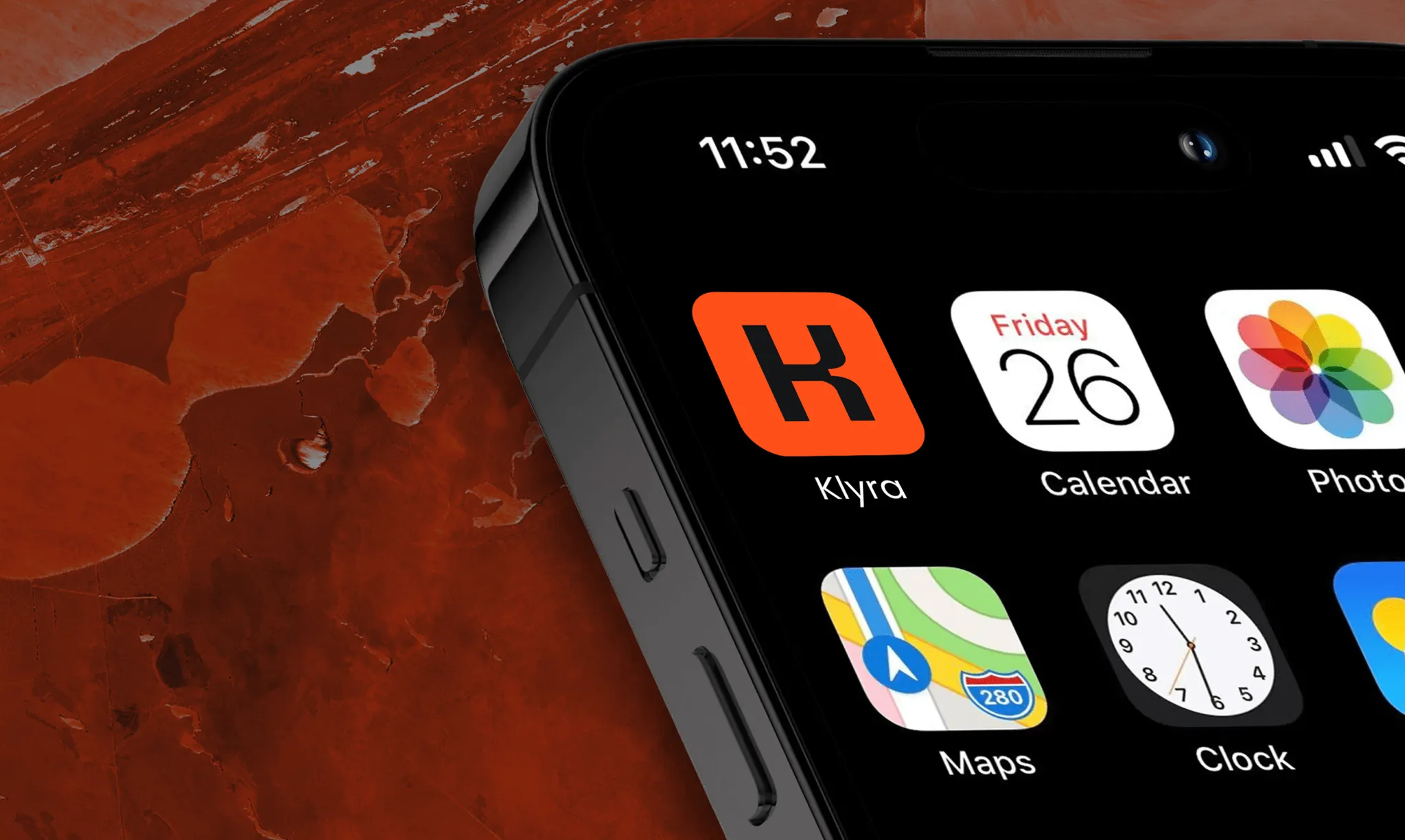 Icône d’application Klyra sur l’écran d’accueil d’un iPhone