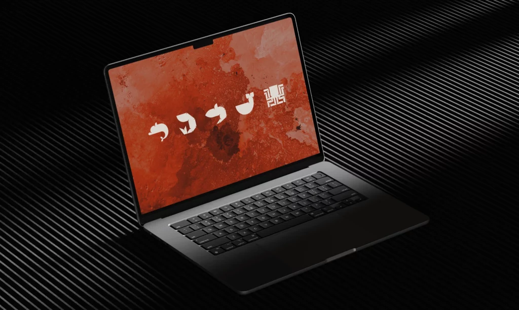 Mockup MacBook affichant les icônes graphiques Klyra